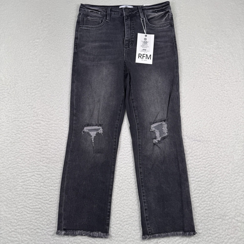 RFM x Alexander Jane Dylan Straight Jeans Women's 9/29 Distressed Raw Hem NWT